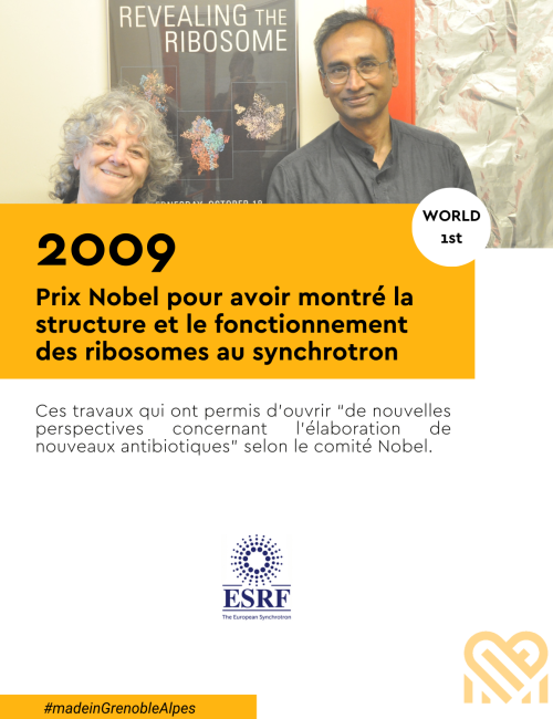 2009 : Prix Nobel pour avoir montré la structure et le fonctionnement des ribosomes au synchrotron